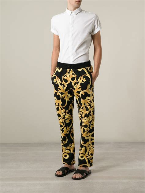 versace black and gold pants|versace pants men's.